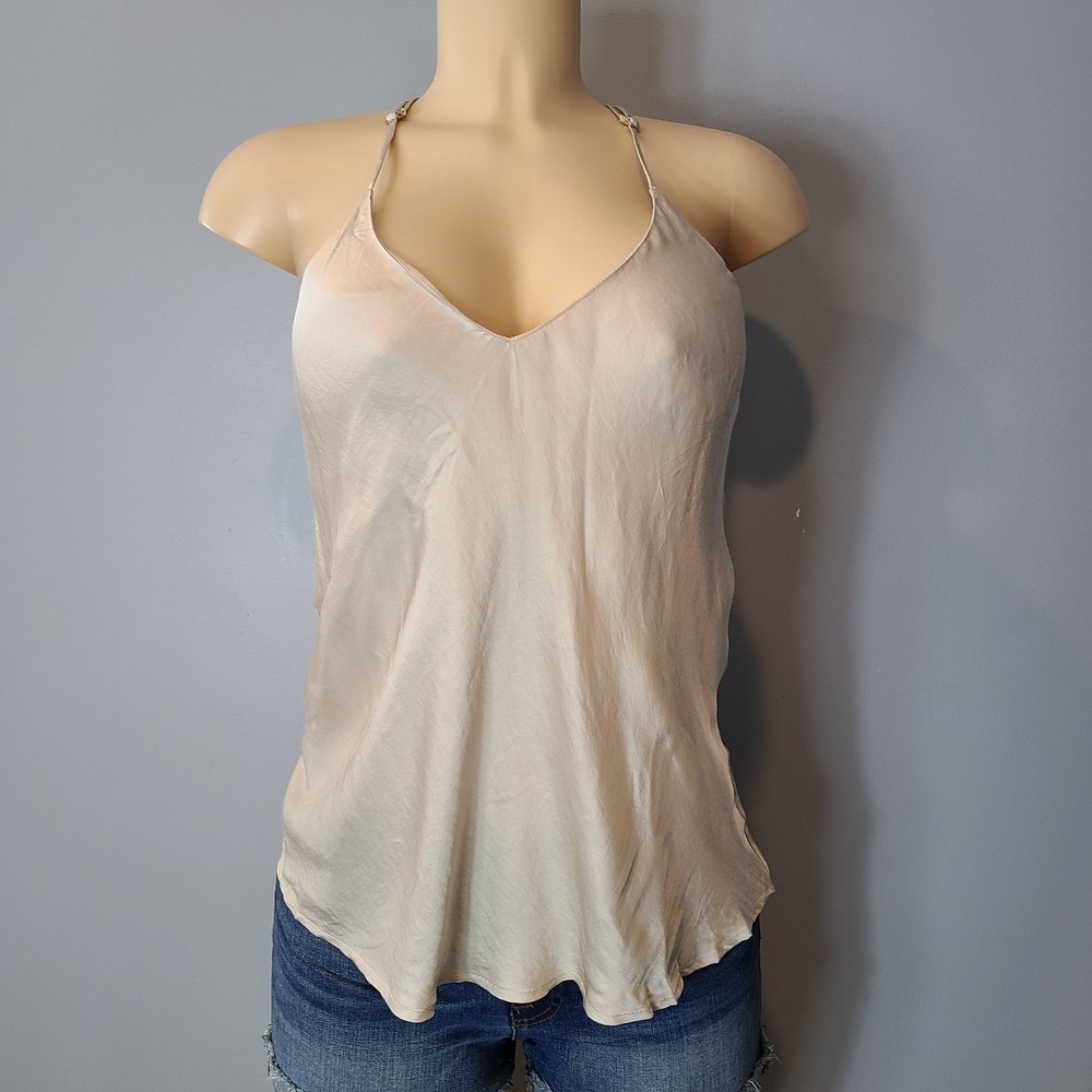 STARKx Satin Slip Tank Top  Womens Size Small Silky Vaintage GRAY taupe